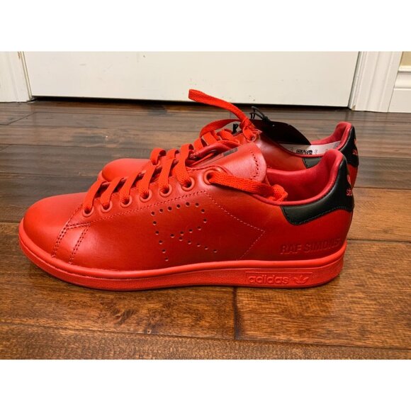 Adidas + Raf Simons Red Leather Stan Smith Sneakers, Size 7.5 (W) 6 (M) NWOB! - Picture 4 of 8